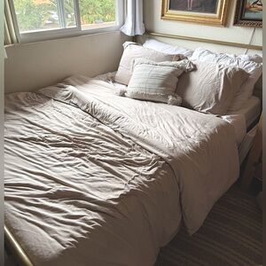 Super soft poly blend beige tan Cream Bedding Set Queen duvet cover & two shams